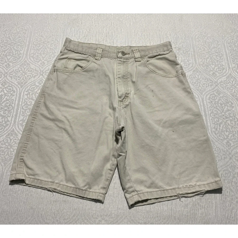 Wrangler Mens Jean‎ Shorts Cream Cotton Canvas Workwear Utility